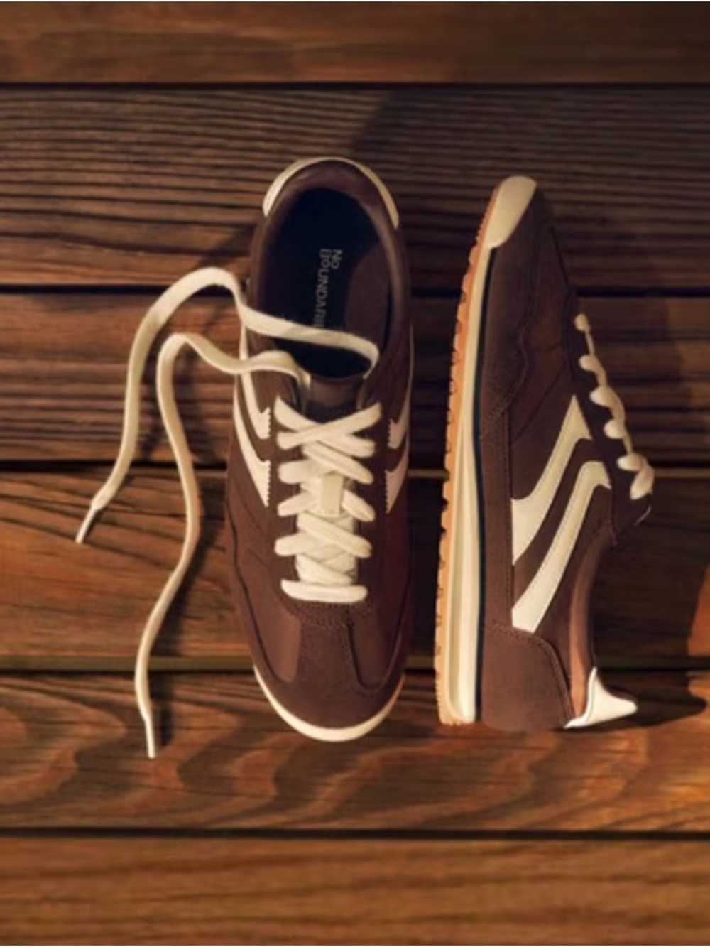No Boundaries Brown and White Women's Sneakers ** NEW NEVER WORN**